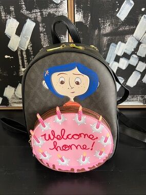 Hot Topic Coraline Welcome Home Pink & Black Mini Backpack